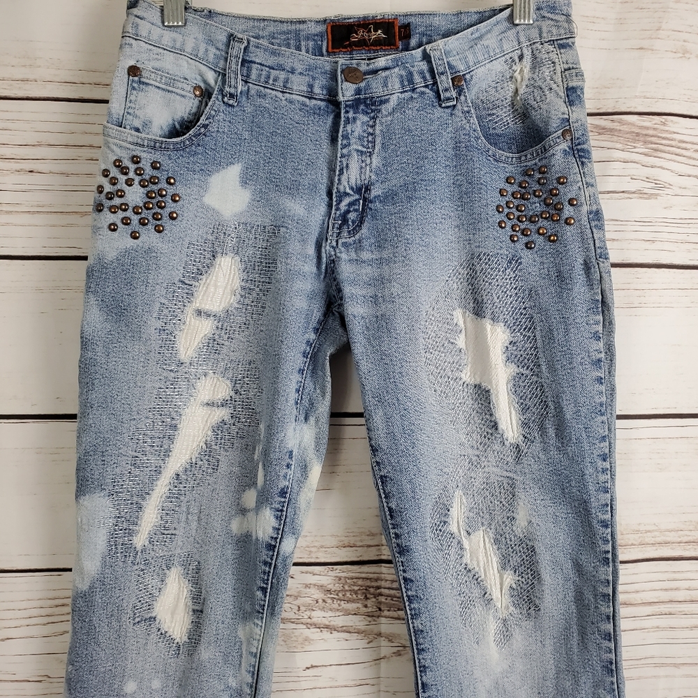 J-Star Jeans | Studded Destroyed Distressed Jeans - Picture 3 of 7